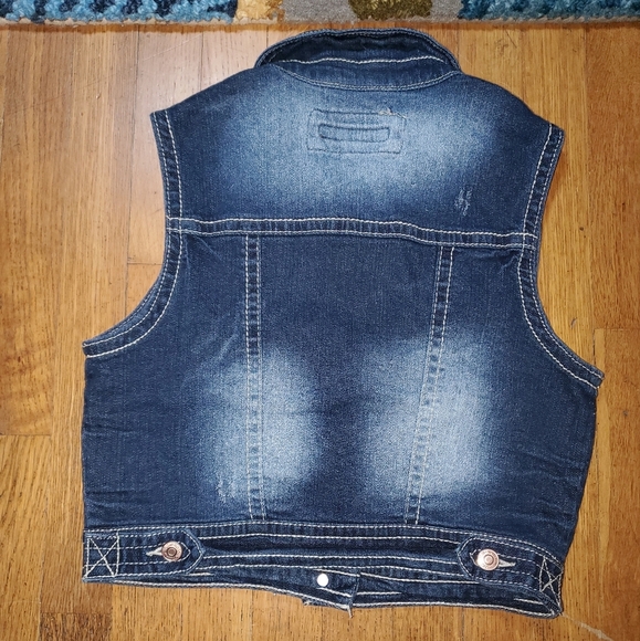 Wallflower Blue Denim Vest with Copper Buttons - Picture 3 of 11